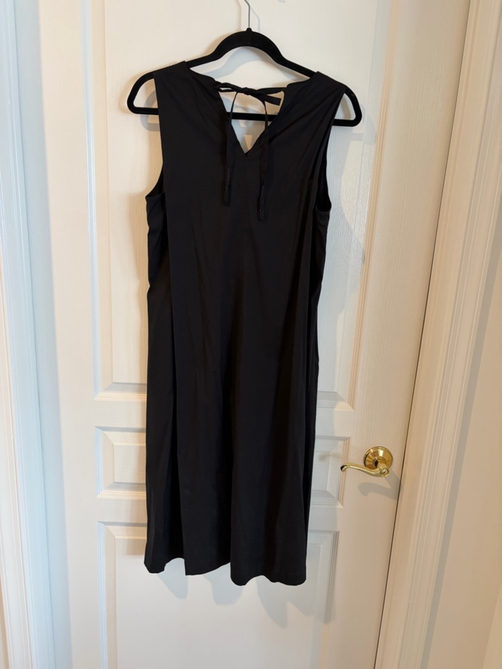 Chico's Black Sleeveless Midi Dress with Tie-Back